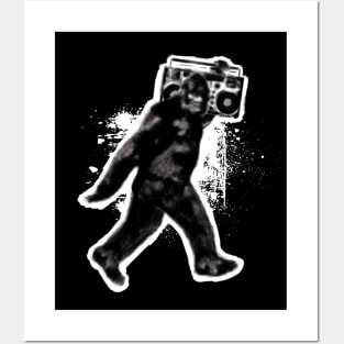 Bigfoot Sasquatch With Boombox Posters and Art